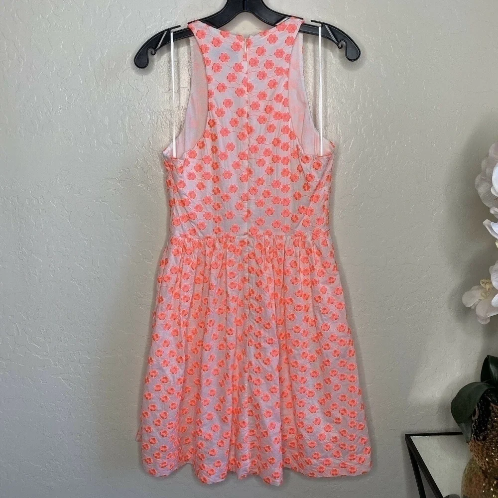 J CREW  Floral Embroidered Cotton Full skirt dress